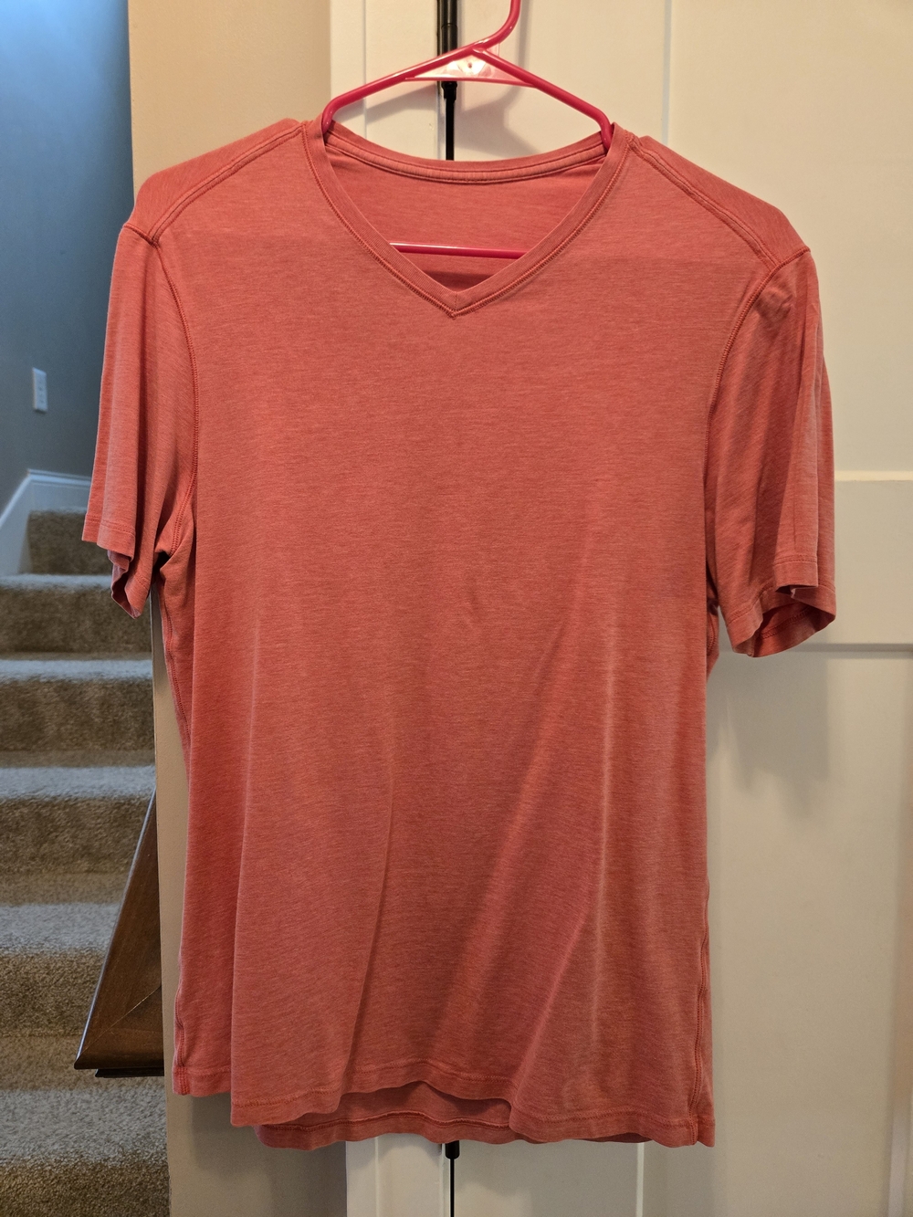 lululemon athletica Men's V-Neck Short Sleeve Shirt - Coral